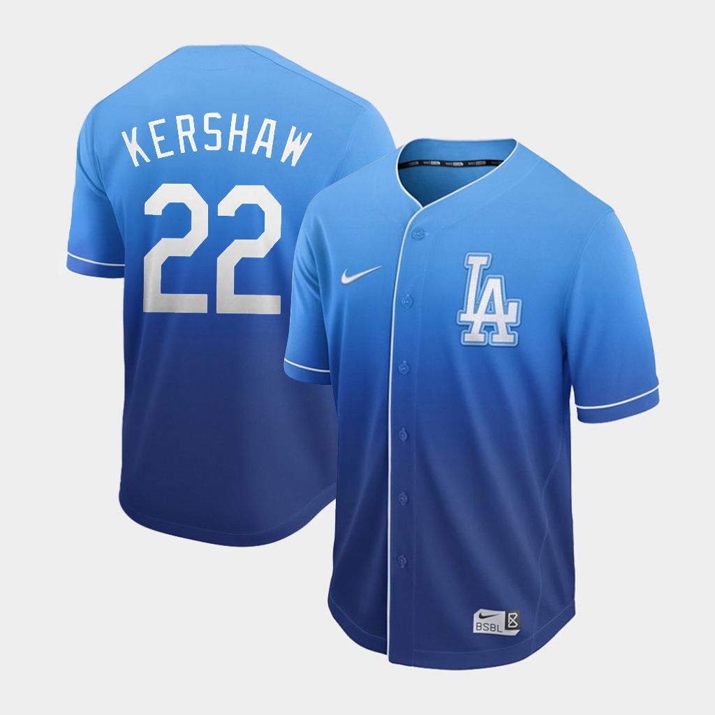 Men Los Angeles Dodgers #22 Kershaw Blue Nike Fade MLB Jersey